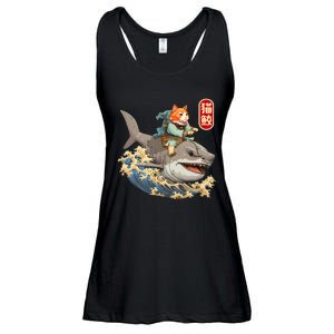 Japanese Samurai Cat Shark Ninja Cat Tattoo Kitten Ladies Essential Flowy Tank