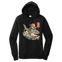 Japanese Samurai Cat Shark Ninja Cat Tattoo Kitten Women's Pullover Hoodie