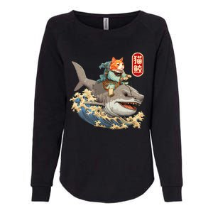 Japanese Samurai Cat Shark Ninja Cat Tattoo Kitten Womens California Wash Sweatshirt