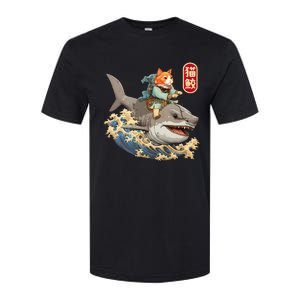 Japanese Samurai Cat Shark Ninja Cat Tattoo Kitten Softstyle CVC T-Shirt