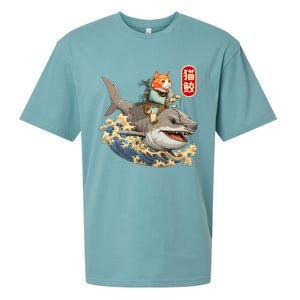 Japanese Samurai Cat Shark Ninja Cat Tattoo Kitten Sueded Cloud Jersey T-Shirt