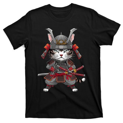 Japanese Samurai Cat Funny Parody Japanese Anime T-Shirt