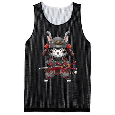 Japanese Samurai Cat Funny Parody Japanese Anime Mesh Reversible Basketball Jersey Tank