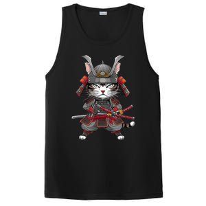 Japanese Samurai Cat Funny Parody Japanese Anime PosiCharge Competitor Tank