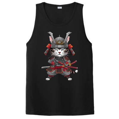 Japanese Samurai Cat Funny Parody Japanese Anime PosiCharge Competitor Tank