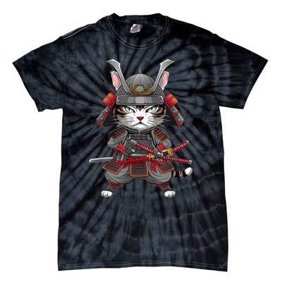 Japanese Samurai Cat Funny Parody Japanese Anime Tie-Dye T-Shirt