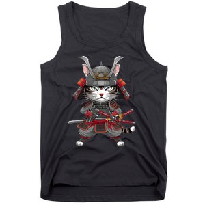 Japanese Samurai Cat Funny Parody Japanese Anime Tank Top