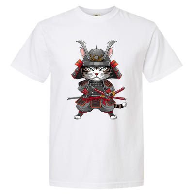 Japanese Samurai Cat Funny Parody Japanese Anime Garment-Dyed Heavyweight T-Shirt