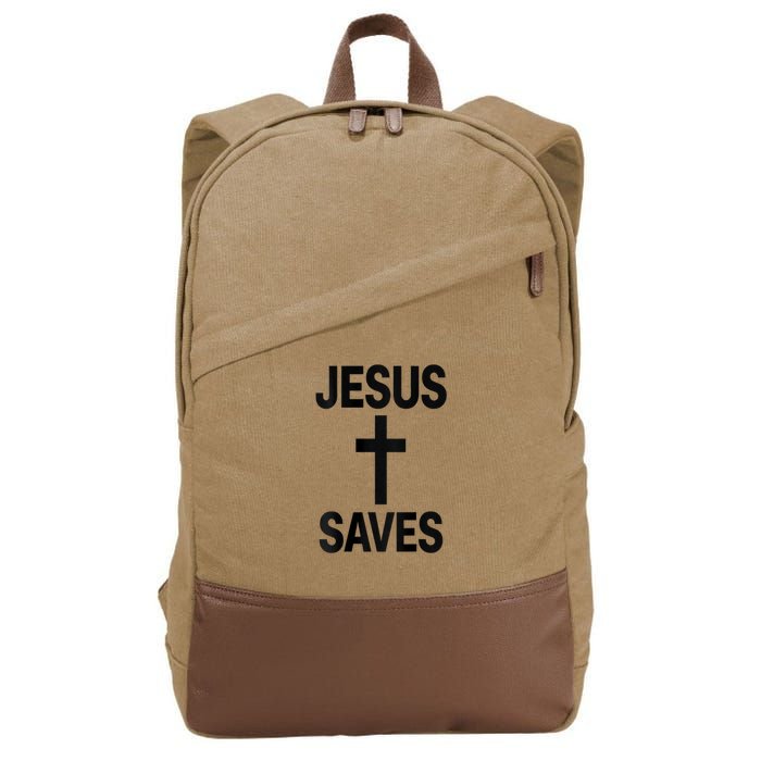 Jesus Saves Christian - Front And Back Design  Cotton Canvas Backpack