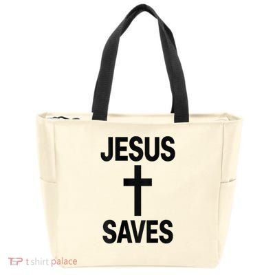 Jesus Saves Christian - Front And Back Design  Zip Tote Bag