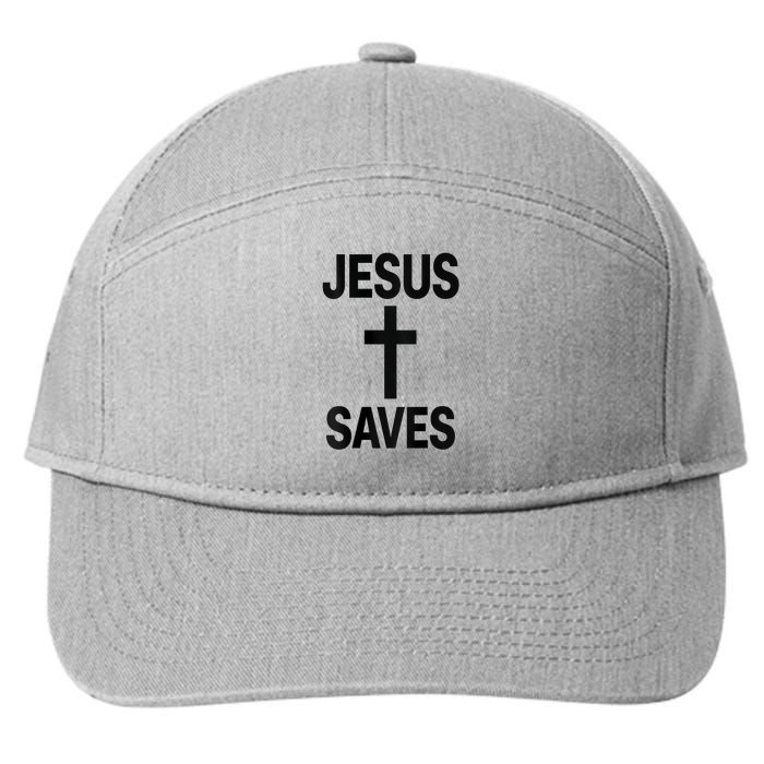 Jesus Saves Christian - Front And Back Design  7-Panel Snapback Hat