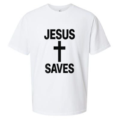 Jesus Saves Christian - Front And Back Design  Sueded Cloud Jersey T-Shirt