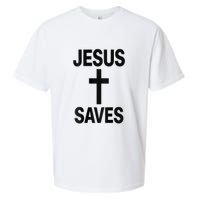 Jesus Saves Christian - Front And Back Design  Sueded Cloud Jersey T-Shirt