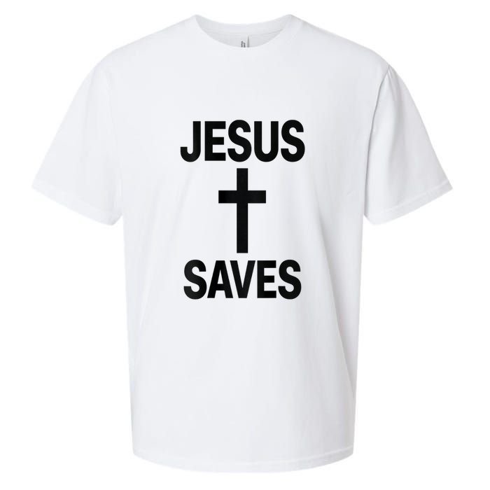 Jesus Saves Christian - Front And Back Design  Sueded Cloud Jersey T-Shirt