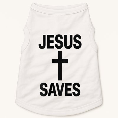 Jesus Saves Christian - Front And Back Design  Doggie Tank