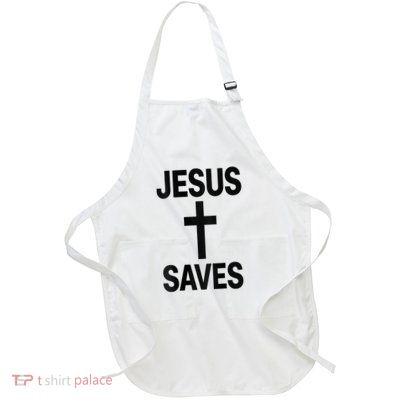 Jesus Saves Christian - Front And Back Design  Full-Length Apron With Pockets
