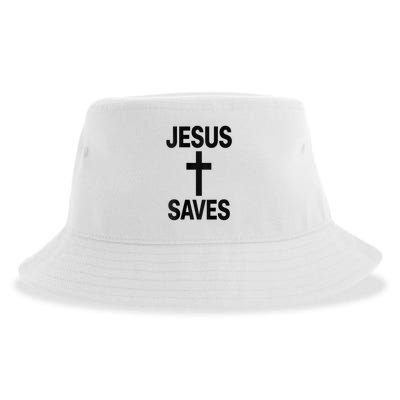 Jesus Saves Christian - Front And Back Design  Sustainable Bucket Hat
