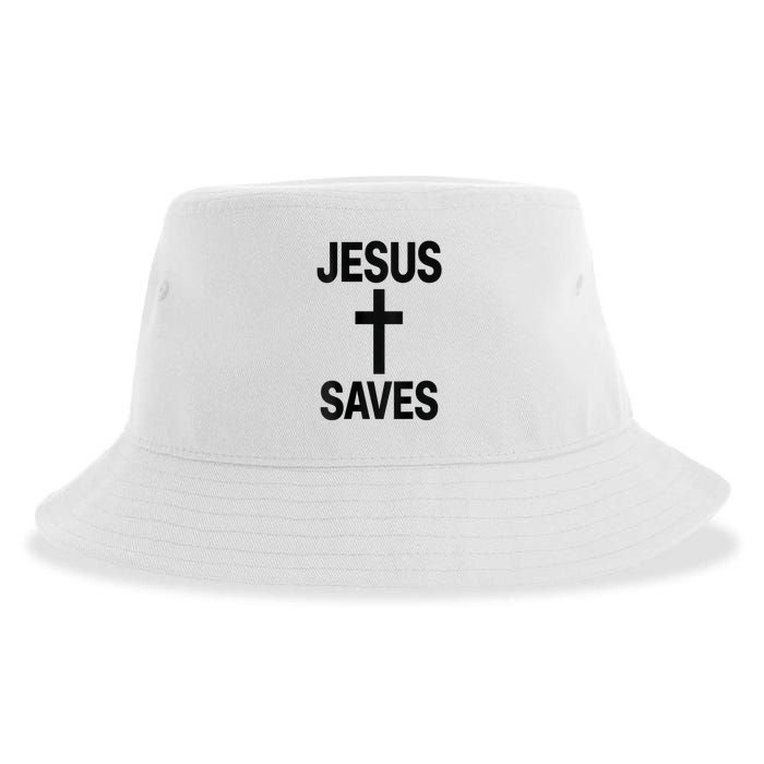 Jesus Saves Christian - Front And Back Design  Sustainable Bucket Hat