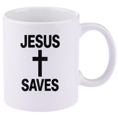 Jesus Saves Christian - Front And Back Design  11oz C Handle Ceramic Mug