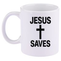 Jesus Saves Christian - Front And Back Design  11oz C Handle Ceramic Mug