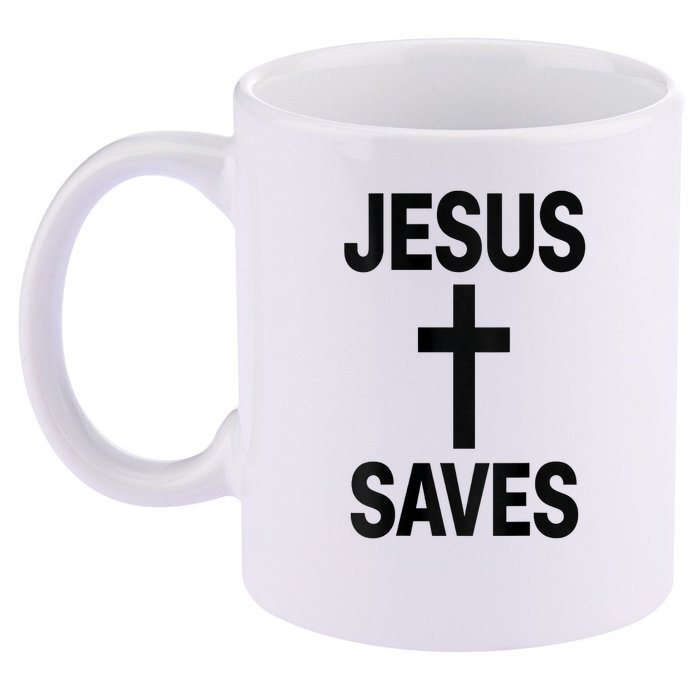 Jesus Saves Christian - Front And Back Design  11oz C Handle Ceramic Mug