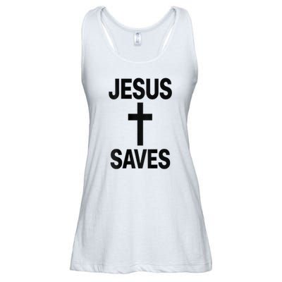 Jesus Saves Christian - Front And Back Design  Ladies Essential Flowy Tank