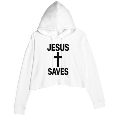 Jesus Saves Christian - Front And Back Design  Crop Fleece Hoodie