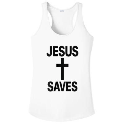 Jesus Saves Christian - Front And Back Design  Ladies PosiCharge Competitor Racerback Tank
