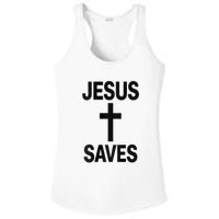 Jesus Saves Christian - Front And Back Design  Ladies PosiCharge Competitor Racerback Tank