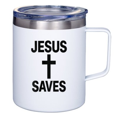 Jesus Saves Christian - Front And Back Design  12oz Stainless Steel Coffee Mug
