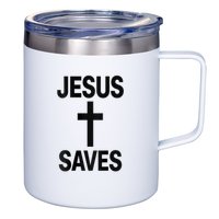 Jesus Saves Christian - Front And Back Design  12oz Stainless Steel Coffee Mug