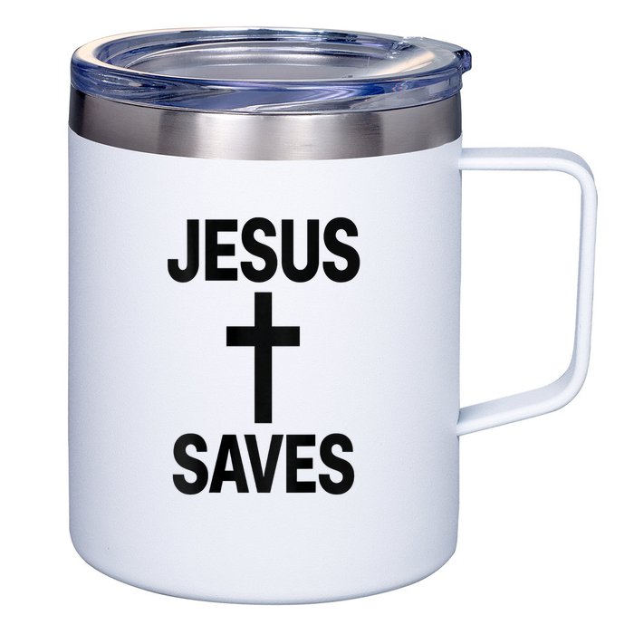 Jesus Saves Christian - Front And Back Design  12oz Stainless Steel Coffee Mug