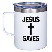 Jesus Saves Christian - Front And Back Design  12oz Stainless Steel Coffee Mug