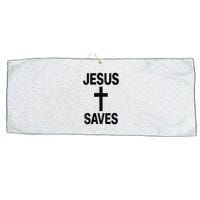 Jesus Saves Christian - Front And Back Design  Large Microfiber Waffle Golf Towel