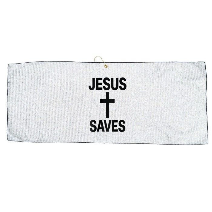 Jesus Saves Christian - Front And Back Design  Large Microfiber Waffle Golf Towel