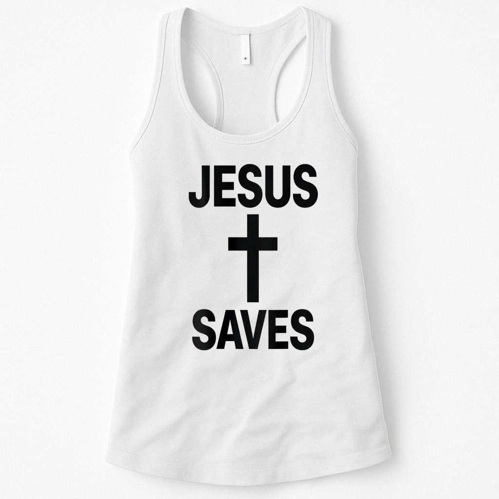 Jesus Saves Christian - Front And Back Design  Womens Tank Top