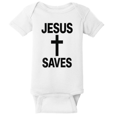 Jesus Saves Christian - Front And Back Design  Baby Bodysuit