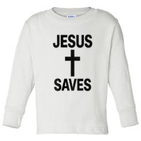 Jesus Saves Christian - Front And Back Design  Toddler Long Sleeve Shirt