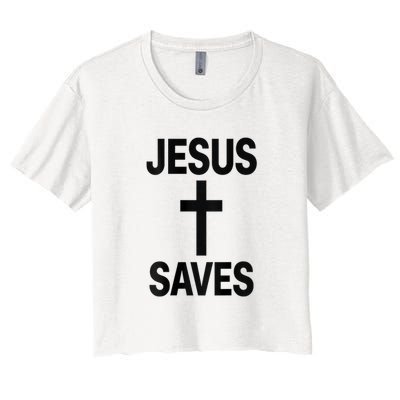 Jesus Saves Christian - Front And Back Design  Crop Top