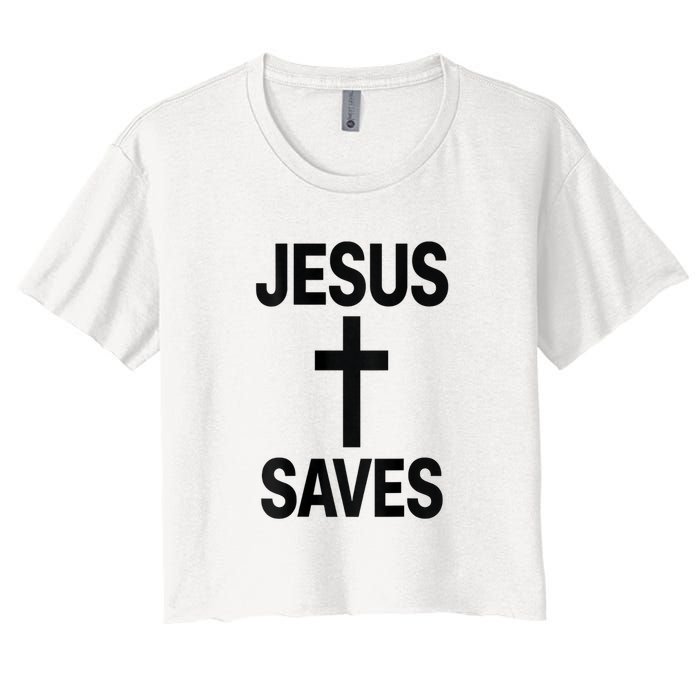 Jesus Saves Christian - Front And Back Design  Crop Top