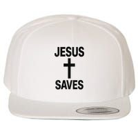Jesus Saves Christian - Front And Back Design  Wool Snapback Cap