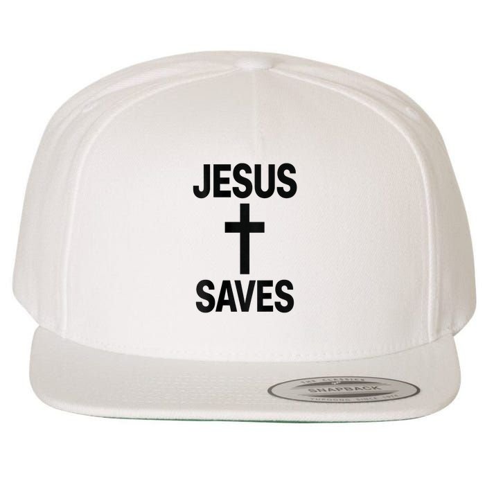 Jesus Saves Christian - Front And Back Design  Wool Snapback Cap