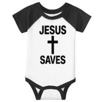 Jesus Saves Christian - Front And Back Design  Infant Baby Jersey Bodysuit