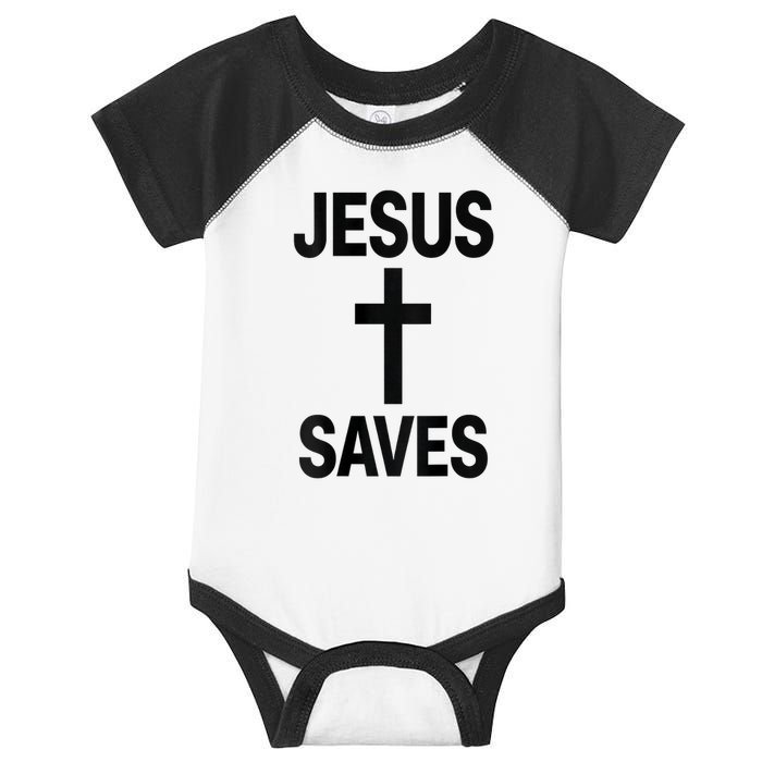 Jesus Saves Christian - Front And Back Design  Infant Baby Jersey Bodysuit