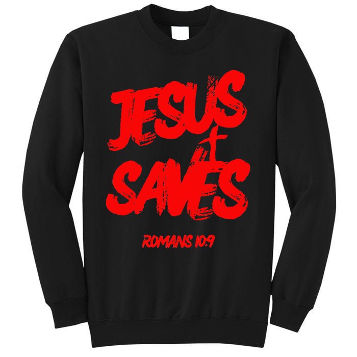 Jesus Saves Christian Faith Bold Red Letters And Cross Cute Tall Sweatshirt