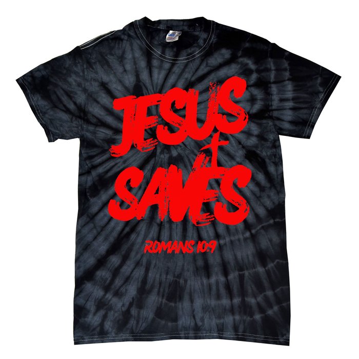 Jesus Saves Christian Faith Bold Red Letters And Cross Cute Tie-Dye T-Shirt