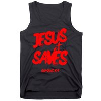 Jesus Saves Christian Faith Bold Red Letters And Cross Cute Tank Top