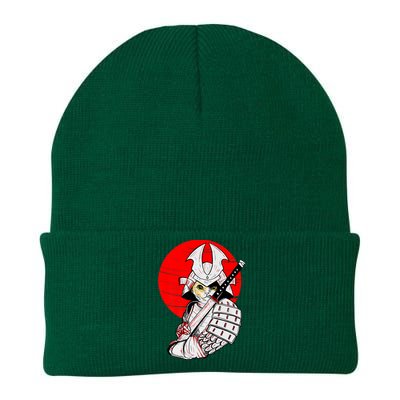 Japanese Samurai Cat Katana Japanese Bobtail Cat Anime Knit Cap Winter Beanie