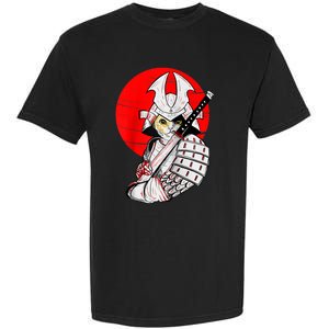 Japanese Samurai Cat Katana Japanese Bobtail Cat Anime Raglan Garment-Dyed Heavyweight T-Shirt