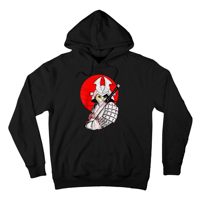 Japanese Samurai Cat Katana Japanese Bobtail Cat Anime Raglan Hoodie